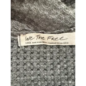 We The Free Free People Womens Large Green Waffle Knit Thermal Kangaroo Pocket thumbnail 3