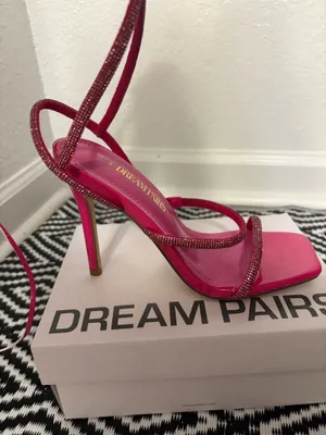 Dream Paris Pink Sparkly Lace up Heels thumbnail 2