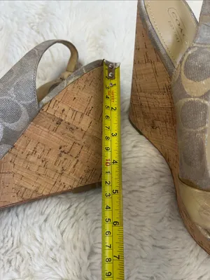 Coach Jessy Gold Metallic Canvas Logo Wedge Heeled Sandals thumbnail 11
