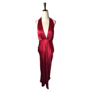 Angel Biba Of Your Dreams Maxi Dress Women Medium Red NWT Satin Halter Gown thumbnail 2