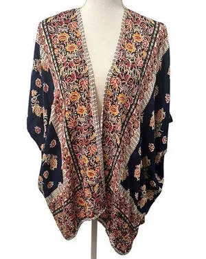 Angie Boho Paisley Open Front Dolman Sleeve Kimono Wrap Medium thumbnail 1