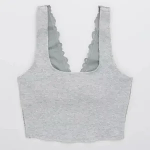 Aerie Lace Waffle Longline Bralette in Light Gray Size S New thumbnail 3