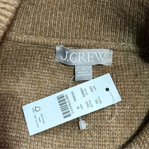 J. Crew Full Zip Flight Sweater Jacket Lambswool Blend Tan Size Medium Preppy thumbnail 12