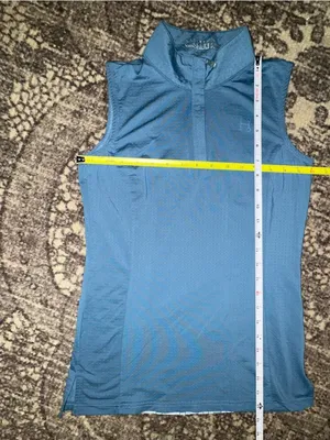 Hadley Sunshield Size S Teal Blue Horsebit Back Panel Riding Zip Sleeveless Top thumbnail 5
