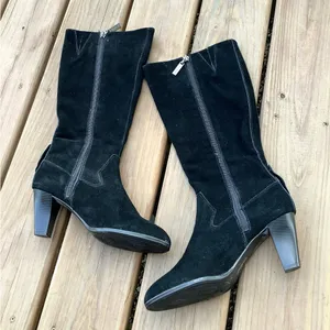 Women’s genuine suede leather boots 🖤🖤 Black Size 8 thumbnail 2
