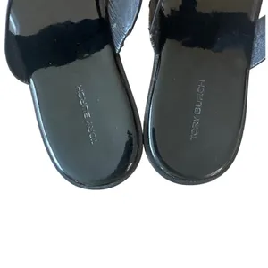 Tory‎ Burch Emmy Patent Leather Sandals Black Glossy Logo Thong Slides 9.5 thumbnail 3