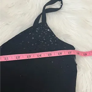 Evan Picone Vintage Y2K Black Slip Dress Beaded 10 thumbnail 8