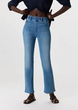Quince Nina Stretch Pull-On Kick Flare Jeans – Laguna Blue – Size Small thumbnail 1