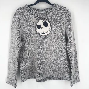 Disney The Nightmare Before Christmas Jack Skellington Sherpa Fleece Sweater M‎ thumbnail 1