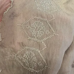 EUC DRESS BARN CREAM FLOWY BAT 🦇 sleeve with embroidery & lace ornaments Sz 3XL thumbnail 11