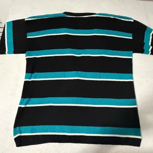 Sophisticates by Pendleton Womens Medium Striped Cotton Cardigan Black Teal USA thumbnail 5