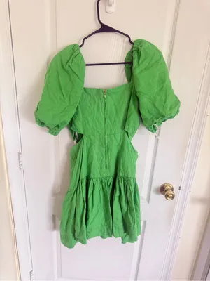 Lilly Pulitzer Kylanne Puff Sleeve Linen Mini Dress in Gecko Green thumbnail 6