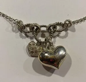 Avon Silver cluster of hearts Heart Pendant charm Necklace choker length thumbnail 3
