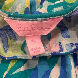 Lilly Pulitzer Tank Top Womens XL Blue Green Floral Pima‎ Cotton Fair *Flawed thumbnail 4
