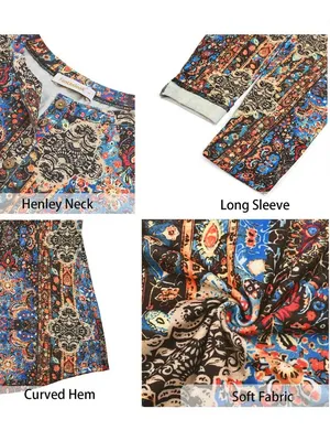 Boutique Women's Boho Paisley Long-Sleeve Blouse - Multicolor thumbnail 5
