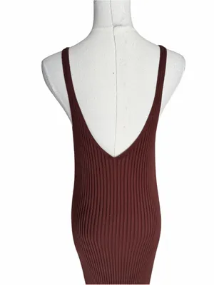 Abercrombie - V-Neck Ribbed Midi Sweater Dress Brown Sz M thumbnail 5