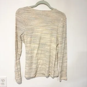 Madewell‎ Size Large Rainbow Space Dye Faux Wrap Long Sleeve Blouse Waffle Knit thumbnail 7