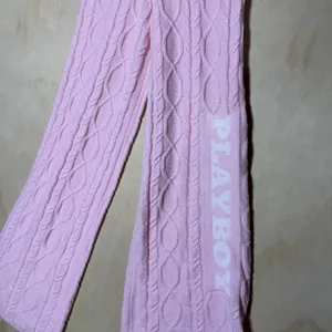 Playboy x Missguided Cable Knit Flare Pants Pink‎ Y2K Wide Leg Womens US 2 thumbnail 2