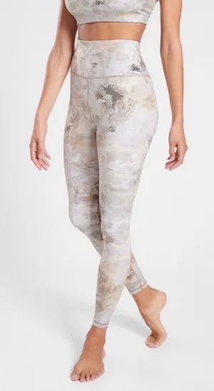 Athleta Elation Gilded Tight Tan Gold Metallic Snakeskin Leggings Size XXS thumbnail 1