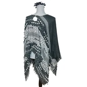 DEMDACO Textured Black Gray One Size Fits Most Acrylic and Poncho Shawl thumbnail 4