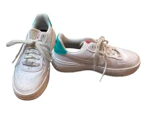 Nike Air Force 1 wms white green platform leather LT sneakers sz 8.5 SKU 10-335 thumbnail 1