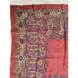 Ralph Lauren Burgundy Gold Silk Large Square Scarf Old Money Quiet Luxury thumbnail 3