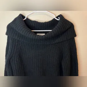 Madewell Cotton-Blend Off-Shoulder Black Wool Cotton Sweater Size‎ XS thumbnail 6
