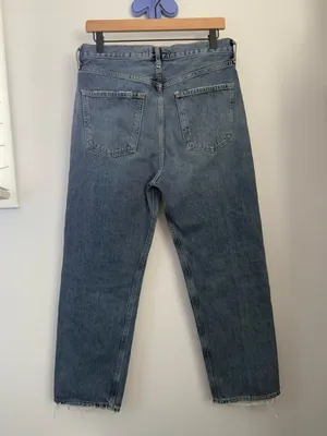Agolde 27 90's Crop Mid Rise Straight Jeans Organic Hooked Relaxed Indigo Denim thumbnail 2