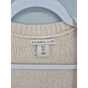 Sincerely Jules Womens Cardigan Beige Popcorn Knit Oversized‎ Pocket Small thumbnail 6