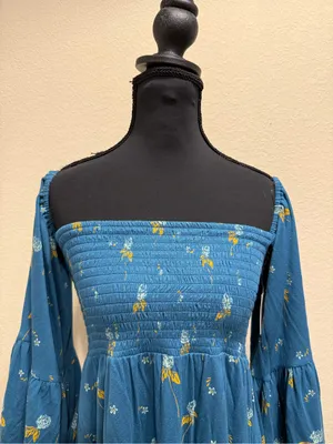NWT Free People Lana Tunic Off Shoulder Floral Boho Bell Sleeve Top Small thumbnail 4