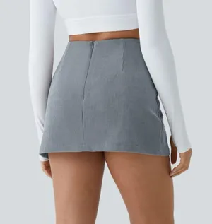 Halara High Waisted Back Zipper Split Hem 2-in-1 Corduroy Casual Skirt Sz Large thumbnail 3