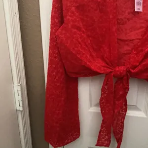 FINAL MARKDOWN Wild fable flocked tie front shrug medium Nwt thumbnail 2