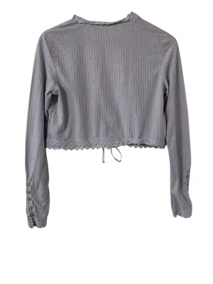 FREE PEOPLE Intimately Third Date Lace Ribbed Knit Long Sleeve Cardigan Top thumbnail 5