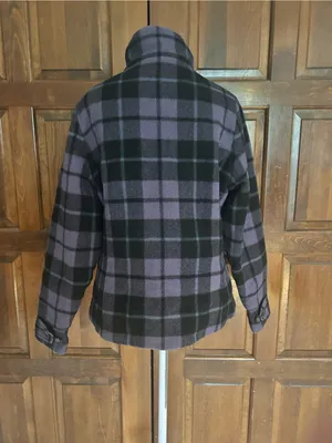 Vtg Woolrich Women M Purple Black Plaid Wool Jacket Quilted Sherpa Collar‎ Coat thumbnail 4