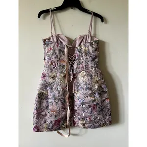 Oh Polly Galia Embellished Convertible Lace-Up Gown Dress Floral Pink size 6 New thumbnail 11