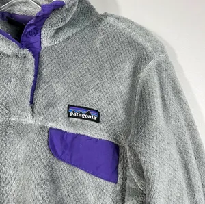 Patagonia Women's Gray Purple Re-Tool Plush Fleece Pullover Sweatshirt Small S thumbnail 2