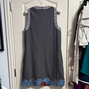 Foxiedox Anthropologie Yumiko‎ Pinstripe Floral Embroidered Dress Boho Retro thumbnail 3