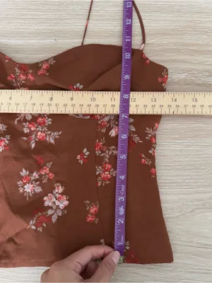 Reformation 2 Bustier Cami Top Nona Light Brown Floral Cottage Coquette Fairy‎ thumbnail 5