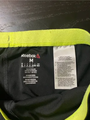 Reebok Black Leggings with Neon Yellow Logo Accent thumbnail 2