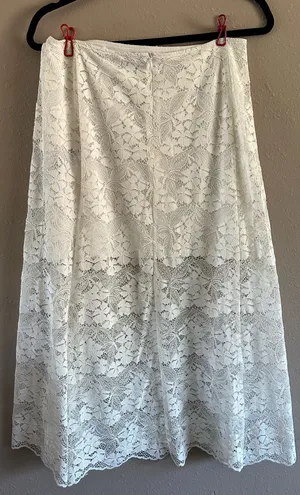 The Kooples Floral Scalloped Lace Midi Skirt - Ecru White Size 3 (US L) thumbnail 1