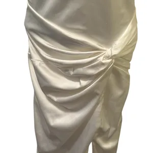 Abercrombie & Fitch Wedding Gown Sz XL Winter White Cut Out Back Slit Side Satin thumbnail 5