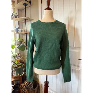 J Crew Green Lambswool Crewneck Pullover Sweater Size‎ S thumbnail 4