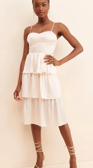 Amanda Uprichard Rosalia Tiered silk dress light pink blush medium thumbnail 1