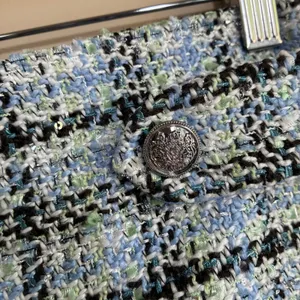 LOFT Tweed Plaid A-Line Mini Skirt 6 Blue Women Crest Button Metallic thumbnail 3