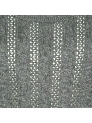Y2K VTG American Eagle Gray Open-Knit Sweater Womens S Cotton Wool Blend Scoop N thumbnail 3
