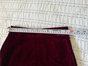 Vintage Alex Colman Burgundy Velvet Maxi Skirt Side Slit Whimsy Goth Y2K Size XS thumbnail 9
