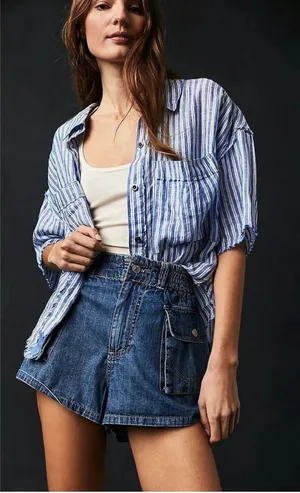 Free People We The Free Lady Luck Paperbag Shorts Jackpot Denim Cotton XS thumbnail 1