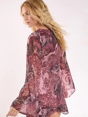 Nasty Gal Lace-Up Floral Mini Dress in Dusty Rose thumbnail 3