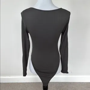SHEIN Chic Charcoal Long Sleeve Bodysuit Sz XS‎ thumbnail 5