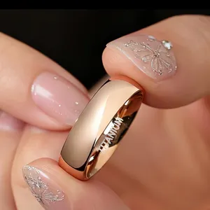 Women’s Luxury Titanium Steel Rose Golden Minimalist 6mm Band Size 7 thumbnail 2